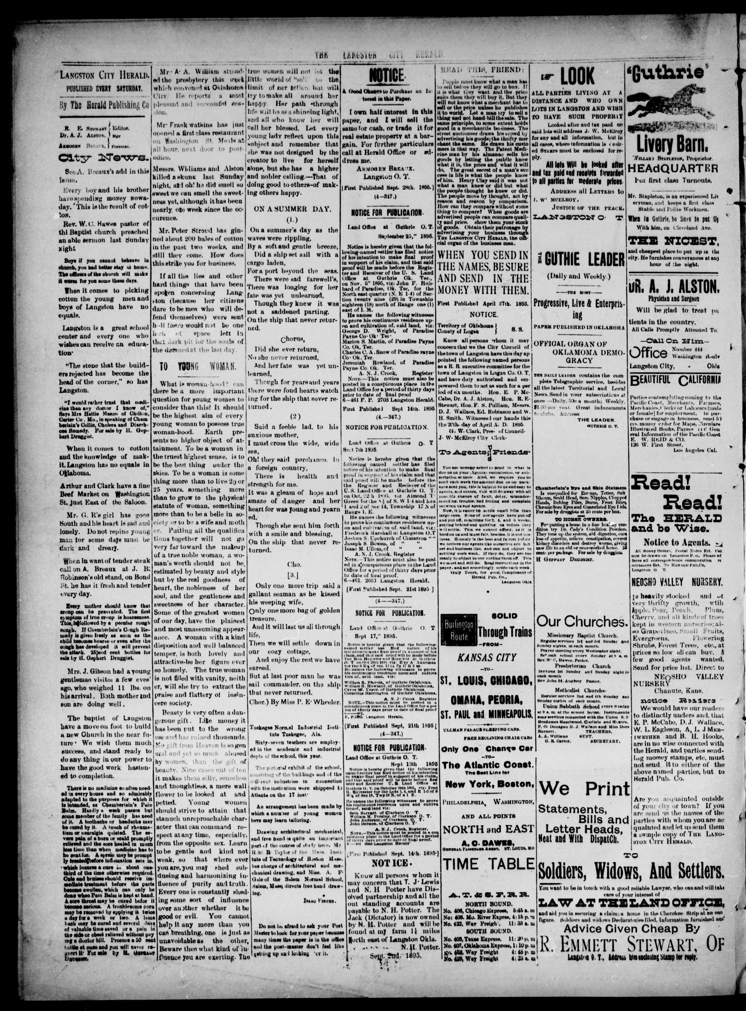 The Langston City Herald. (Langston City, Okla. Terr.), Vol. 5, No. 25, Ed. 1, Saturday, October 12, 1895
                                                
                                                    [Sequence #]: 4 of 4
                                                