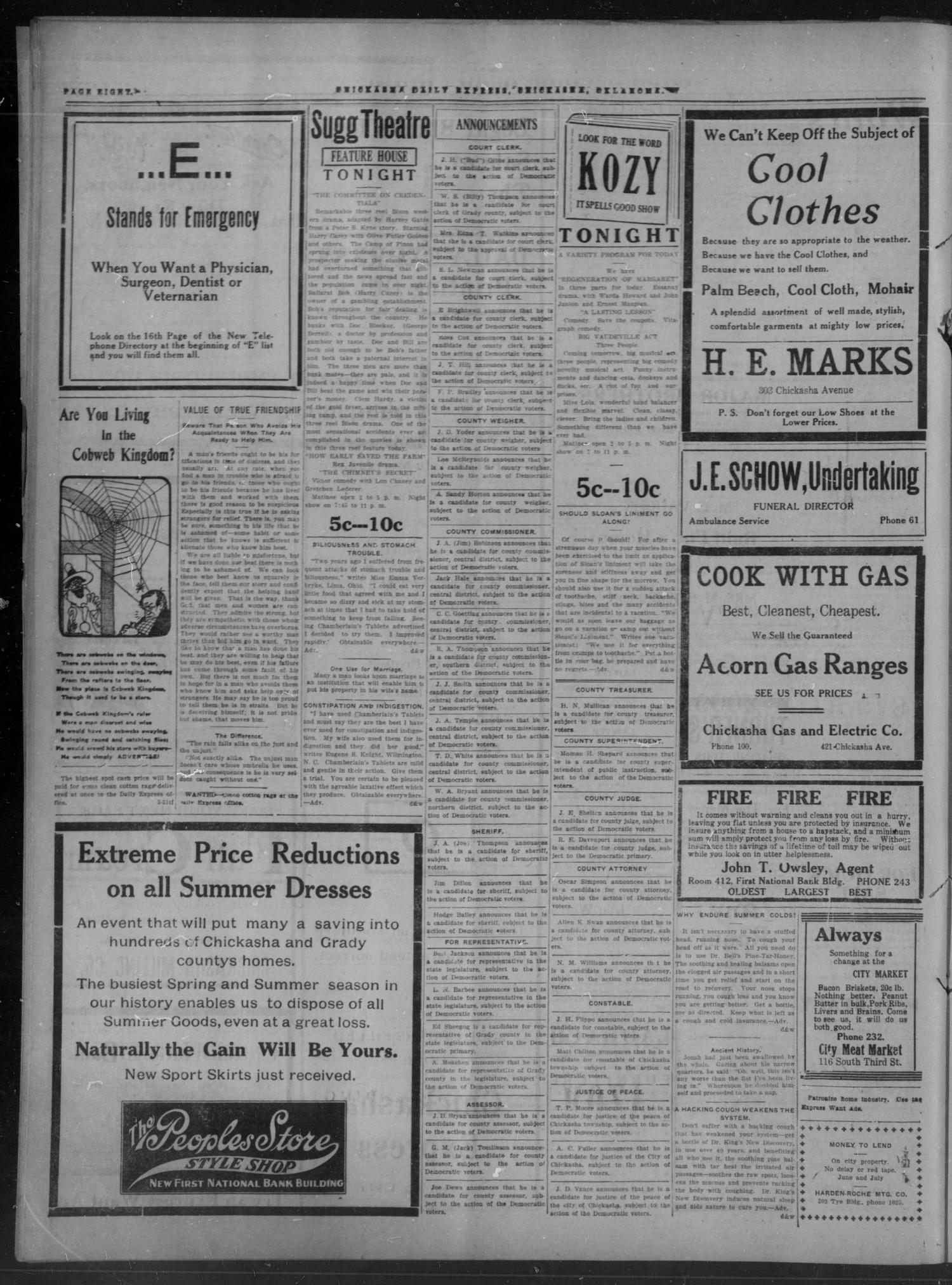 Chickasha Daily Express (Chickasha, Okla.), Vol. 17, No. 166, Ed. 1 Thursday, July 13, 1916
                                                
                                                    [Sequence #]: 8 of 8
                                                