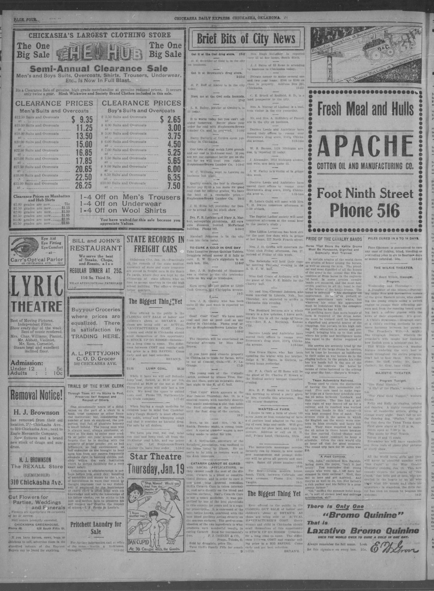 Chickasha Daily Express. (Chickasha, Okla.), Vol. 12, No. 15, Ed. 1 Wednesday, January 18, 1911
                                                
                                                    [Sequence #]: 4 of 6
                                                