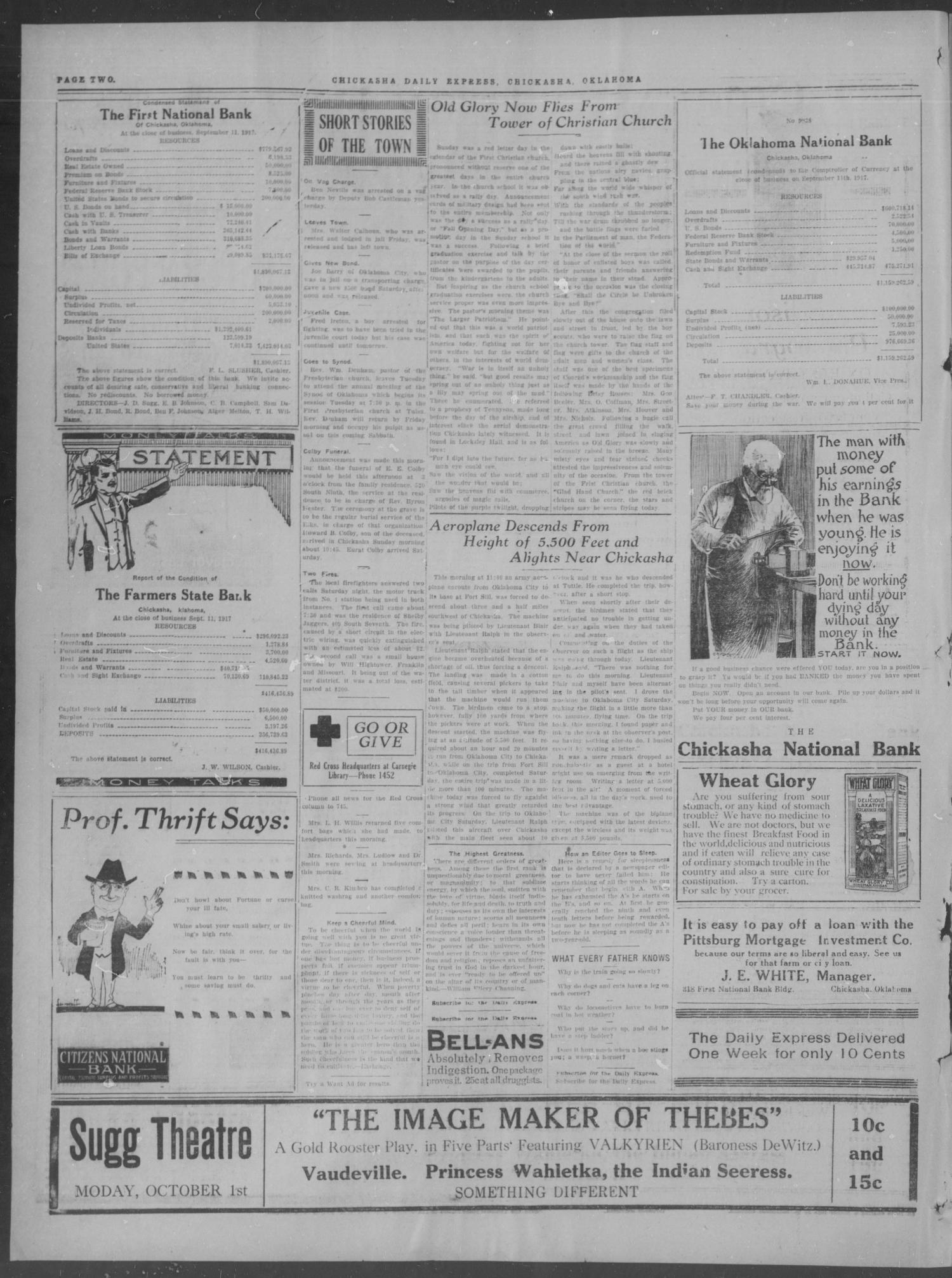 Chickasha Daily Express (Chickasha, Okla.), Vol. 18, No. 232, Ed. 1 Monday, October 1, 1917
                                                
                                                    [Sequence #]: 2 of 8
                                                