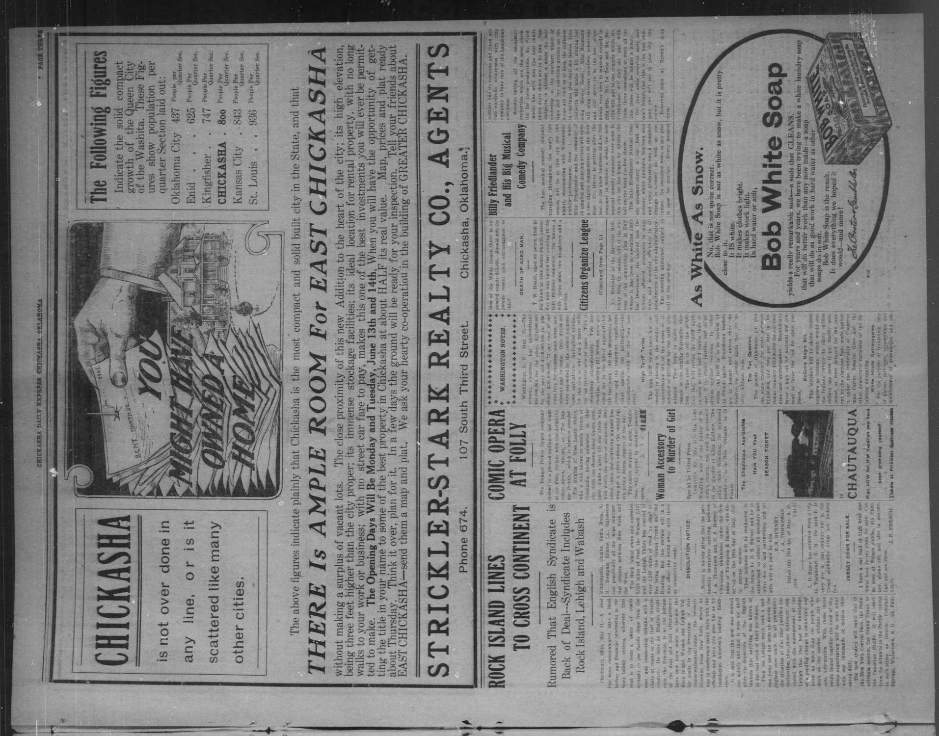 Chickasha Daily Express. (Chickasha, Okla.), Vol. 11, No. 130, Ed. 1 Tuesday, May 31, 1910
                                                
                                                    [Sequence #]: 3 of 8
                                                