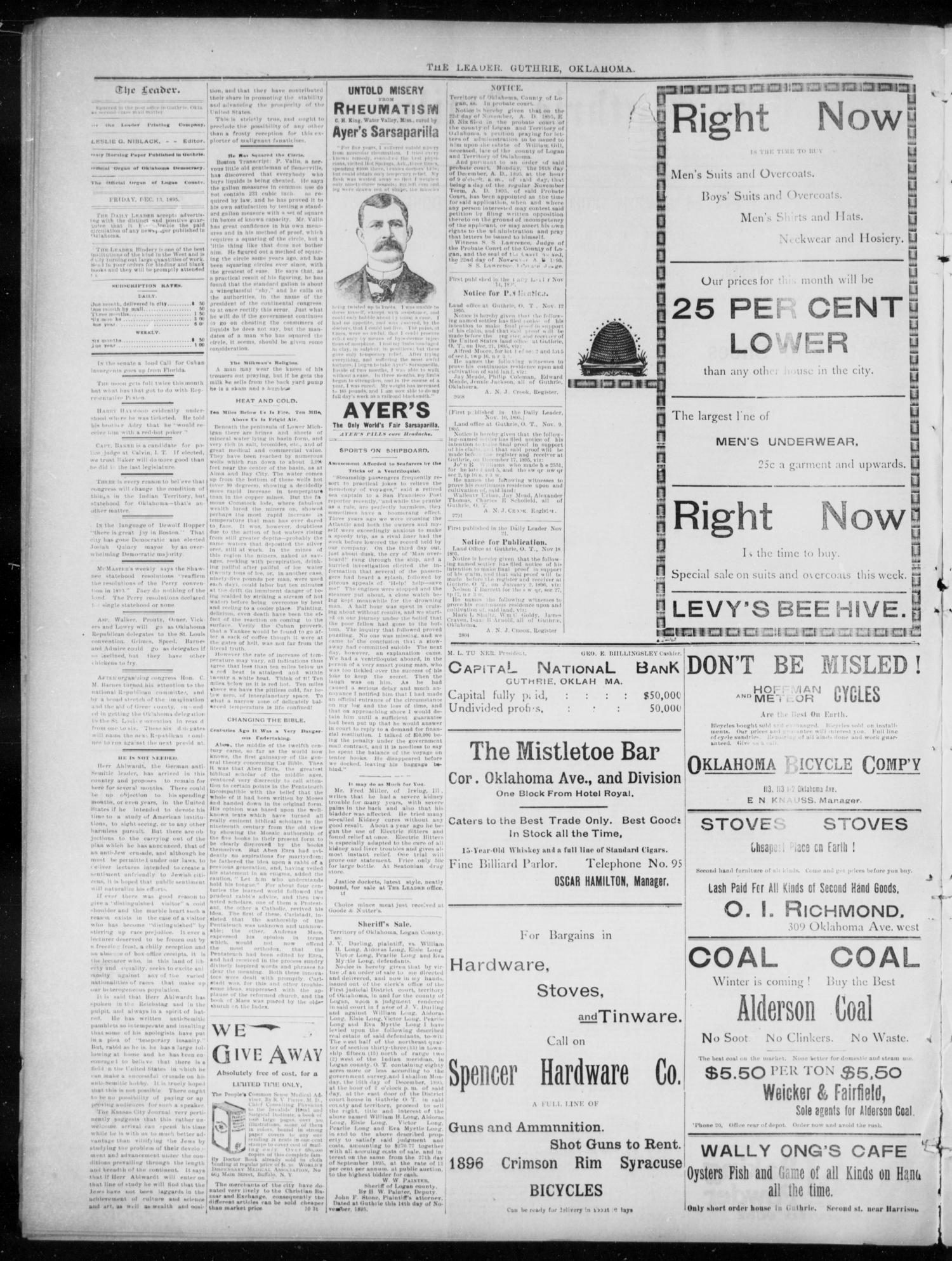 The Guthrie Daily Leader. (Guthrie, Okla.), Vol. 7, No. 4, Ed. 1, Friday, December 13, 1895
                                                
                                                    [Sequence #]: 2 of 4
                                                