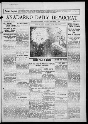 Primary view of object titled 'Anadarko Daily Democrat (Anadarko, Okla.), Vol. 8, No. 183, Ed. 1, Thursday, September 2, 1909'.
