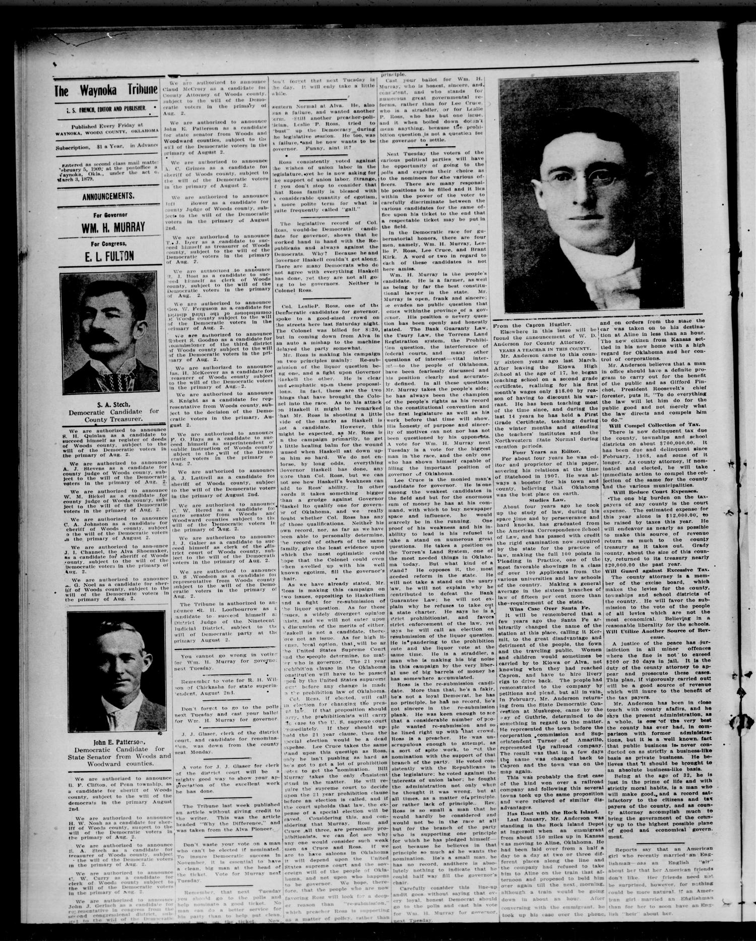 The Waynoka Tribune. (Waynoka, Okla.), Vol. 2, No. 27, Ed. 1 Friday, July 29, 1910
                                                
                                                    [Sequence #]: 4 of 10
                                                