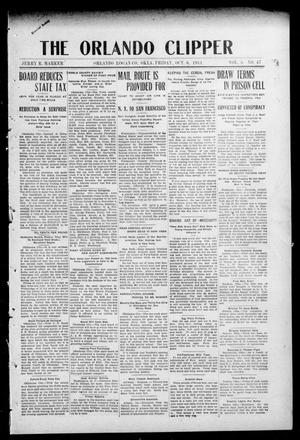 Primary view of object titled 'The Orlando Clipper (Orlando, Okla.), Vol. 5, No. 47, Ed. 1 Friday, October 6, 1911'.