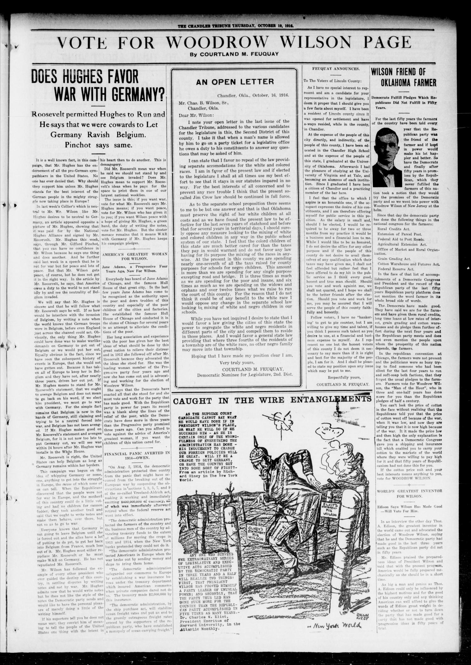 The Chandler Tribune (Chandler, Okla.), Vol. 16, No. 35, Ed. 1 Thursday, October 19, 1916
                                                
                                                    [Sequence #]: 3 of 8
                                                