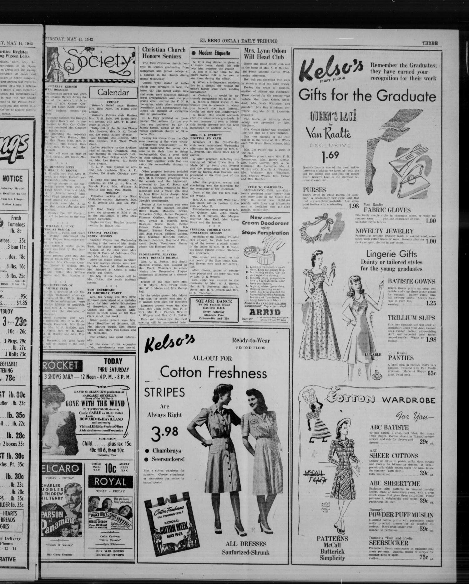 The El Reno Daily Tribune (El Reno, Okla.), Vol. 51, No. 65, Ed. 1 Thursday, May 14, 1942
                                                
                                                    [Sequence #]: 3 of 8
                                                