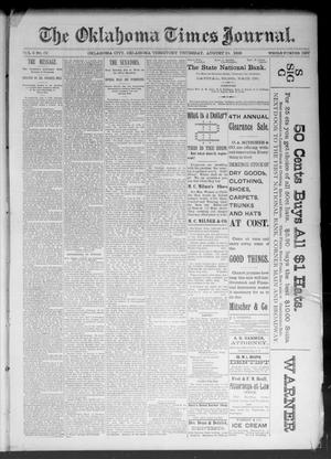 Primary view of object titled 'The Oklahoma Times Journal. (Oklahoma City, Okla. Terr.), Vol. 5, No. 56, Ed. 1 Thursday, August 10, 1893'.