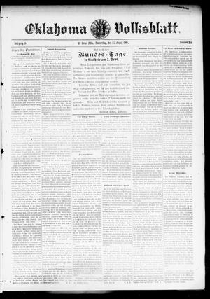 Primary view of object titled 'Oklahoma Volksblatt. (El Reno, Okla.), Vol. 15, No. 24, Ed. 1 Thursday, August 27, 1908'.