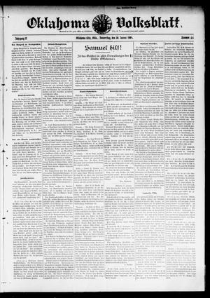 Primary view of object titled 'Oklahoma Volksblatt. (Oklahoma City, Okla.), Vol. 14, No. 46, Ed. 1 Thursday, January 30, 1908'.