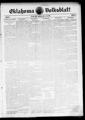 Primary view of object titled 'Oklahoma Volksblatt. (El Reno, Okla.), Vol. 15, No. 18, Ed. 1 Thursday, July 16, 1908'.