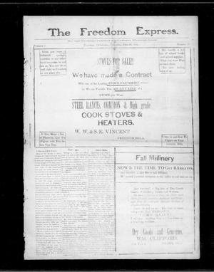 Primary view of object titled 'The Freedom Express. (Freedom, Okla.), Vol. 1, No. 27, Ed. 1 Thursday, October 18, 1906'.