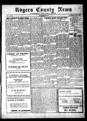 Primary view of object titled 'Rogers County News (Inola, Okla.), Vol. 3, No. 12, Ed. 1 Saturday, June 16, 1923'.