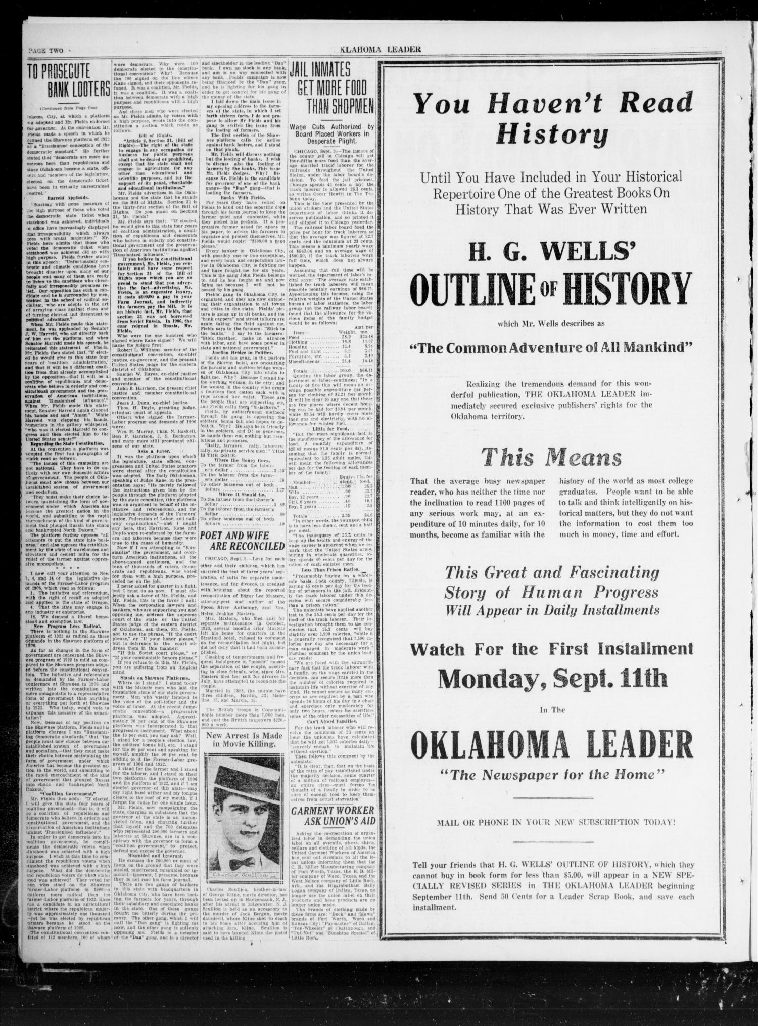 Oklahoma Leader (Oklahoma City, Okla.), Vol. 3, No. 22, Ed. 1 Saturday, September 9, 1922
                                                
                                                    [Sequence #]: 2 of 6
                                                