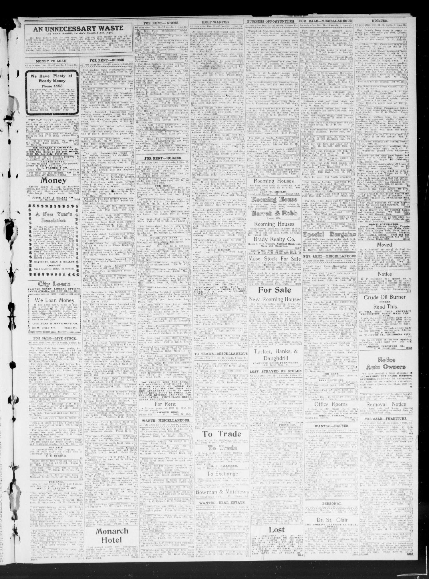 Oklahoma City Daily Pointer (Oklahoma City, Okla.), Vol. 4, No. 288, Ed. 1 Thursday, December 30, 1909
                                                
                                                    [Sequence #]: 3 of 4
                                                