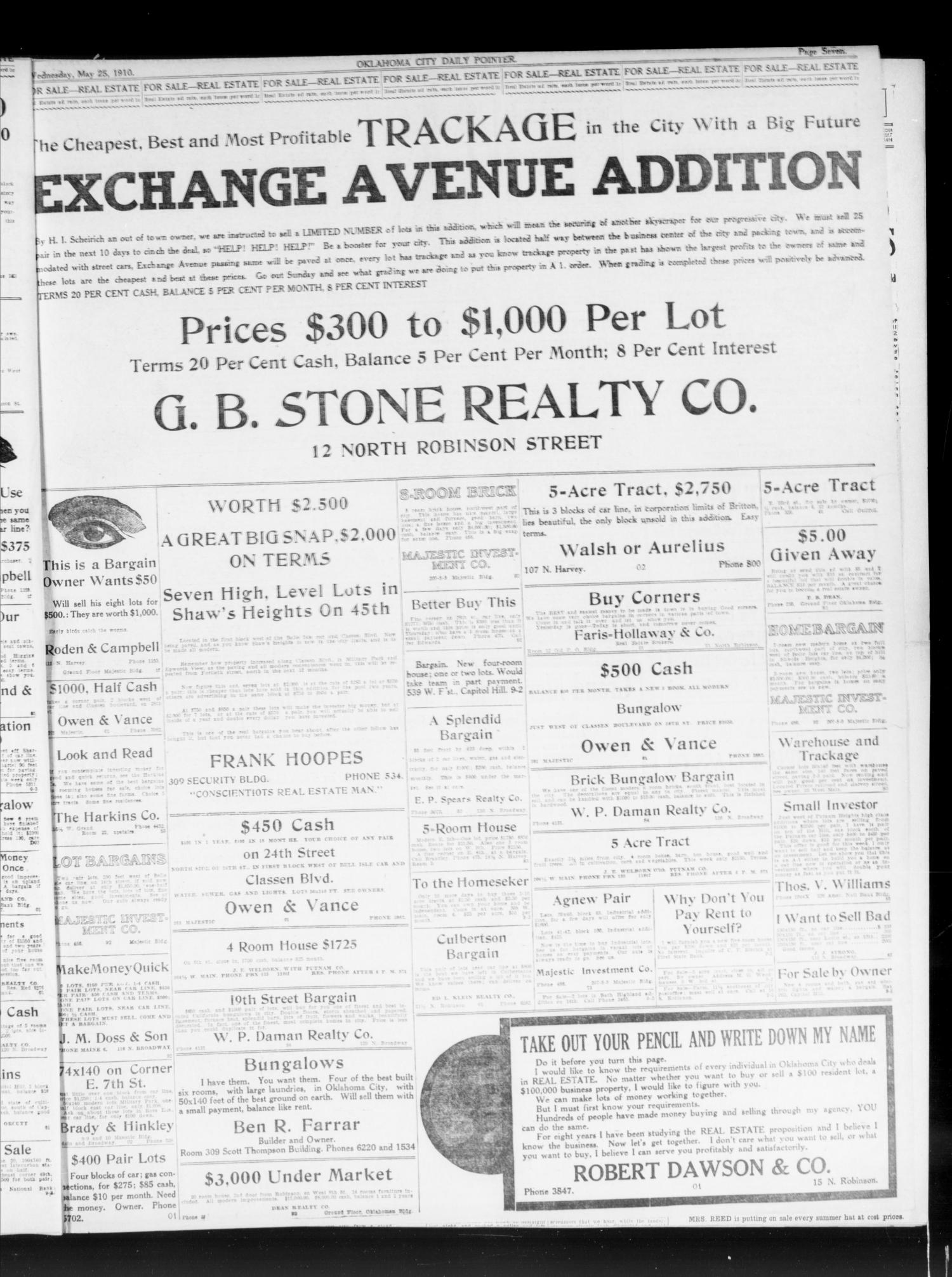 Oklahoma City Daily Pointer (Oklahoma City, Okla.), Vol. 5, No. 110, Ed. 1 Wednesday, May 25, 1910
                                                
                                                    [Sequence #]: 7 of 8
                                                