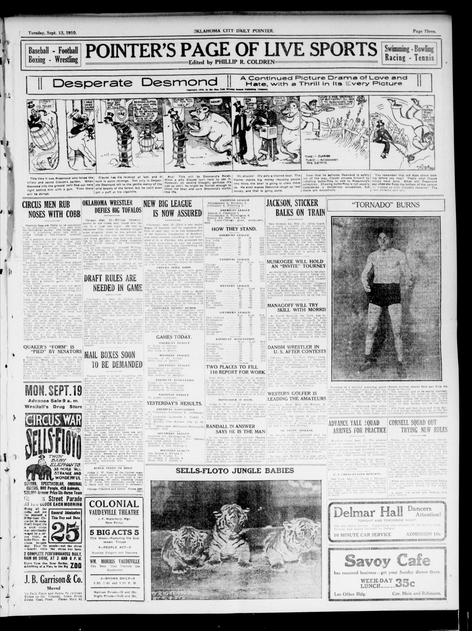 Oklahoma City Daily Pointer (Oklahoma City, Okla.), Vol. 5, No. 205, Ed. 1 Tuesday, September 13, 1910
                                                
                                                    [Sequence #]: 3 of 8
                                                