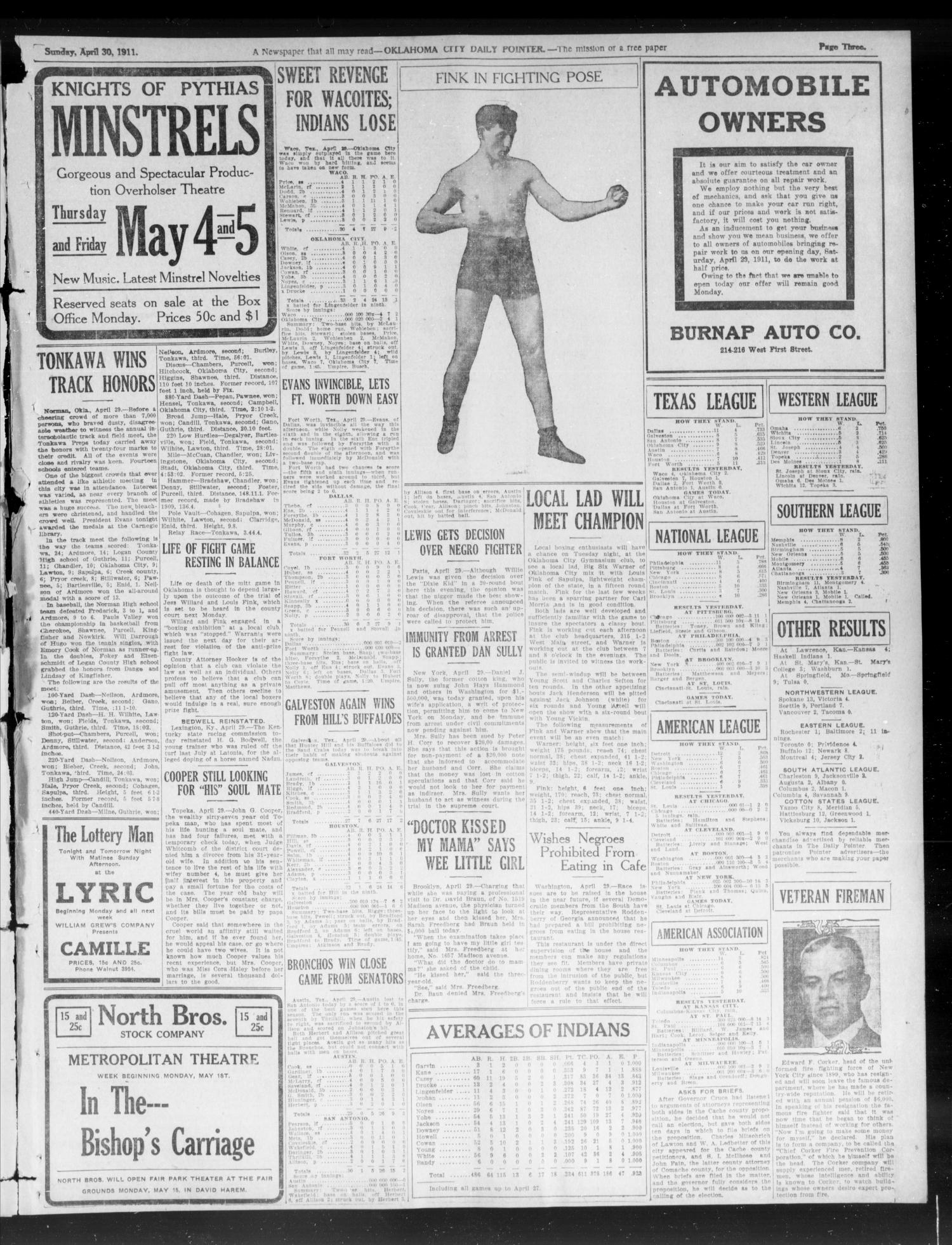 Oklahoma City Daily Pointer (Oklahoma City, Okla.), Vol. 6, No. 103, Ed. 1 Sunday, April 30, 1911
                                                
                                                    [Sequence #]: 3 of 12
                                                