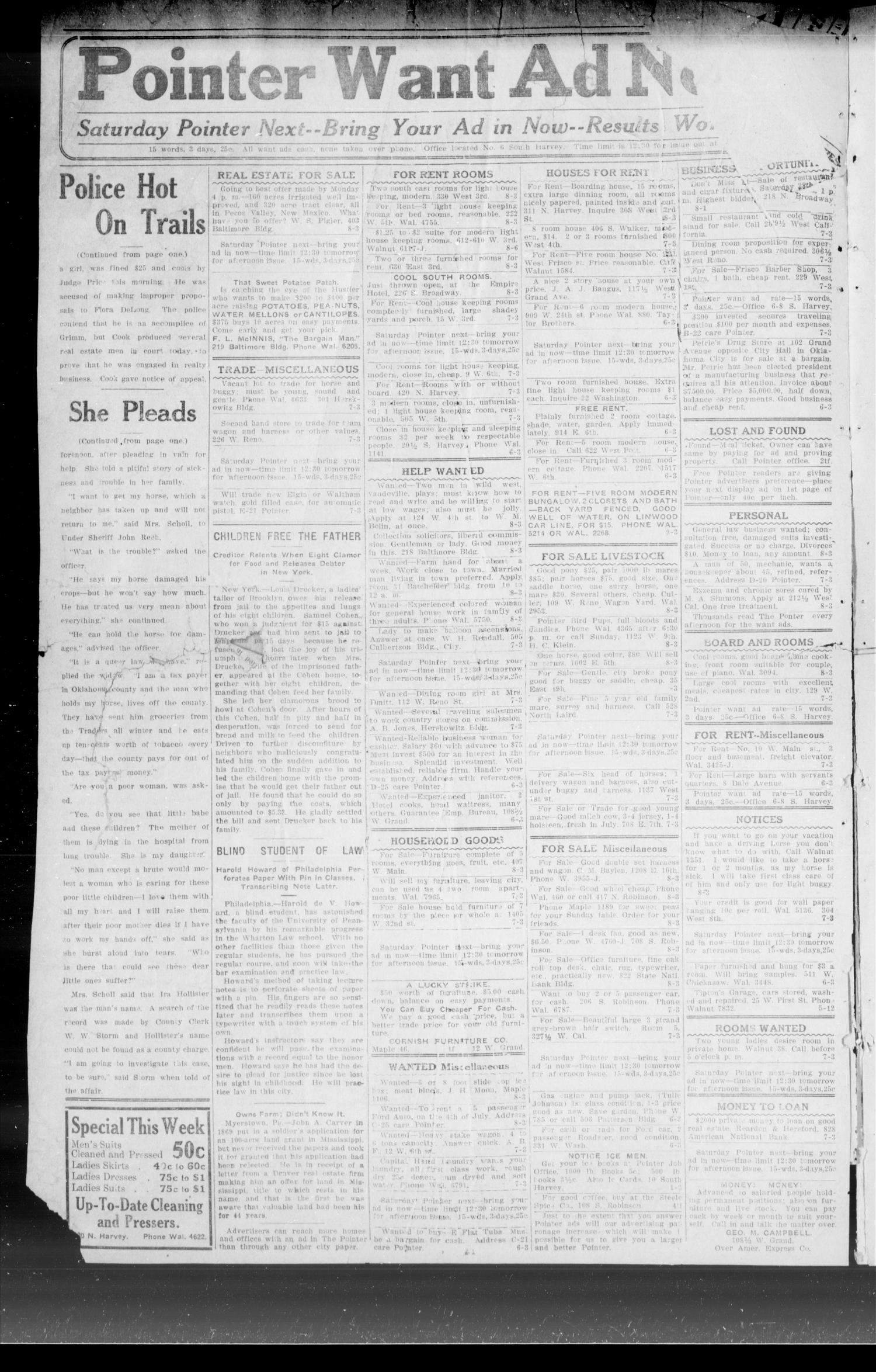 Oklahoma Free Daily Pointer (Oklahoma City, Okla.), Vol. 6, No. 248, Ed. 1 Friday, June 27, 1913
                                                
                                                    [Sequence #]: 2 of 2
                                                