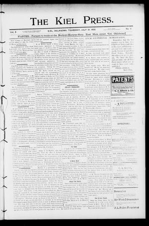 Primary view of object titled 'The Kiel Press. (Kiel, Okla.), Vol. 3, No. 11, Ed. 1 Thursday, July 19, 1900'.