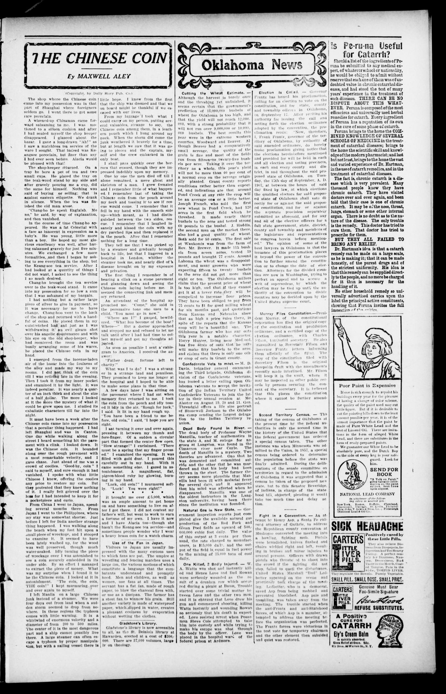 Cashion Advance. (Cashion, Okla.), Vol. 8, No. 7, Ed. 1 Thursday, August 1, 1907
                                                
                                                    [Sequence #]: 3 of 8
                                                