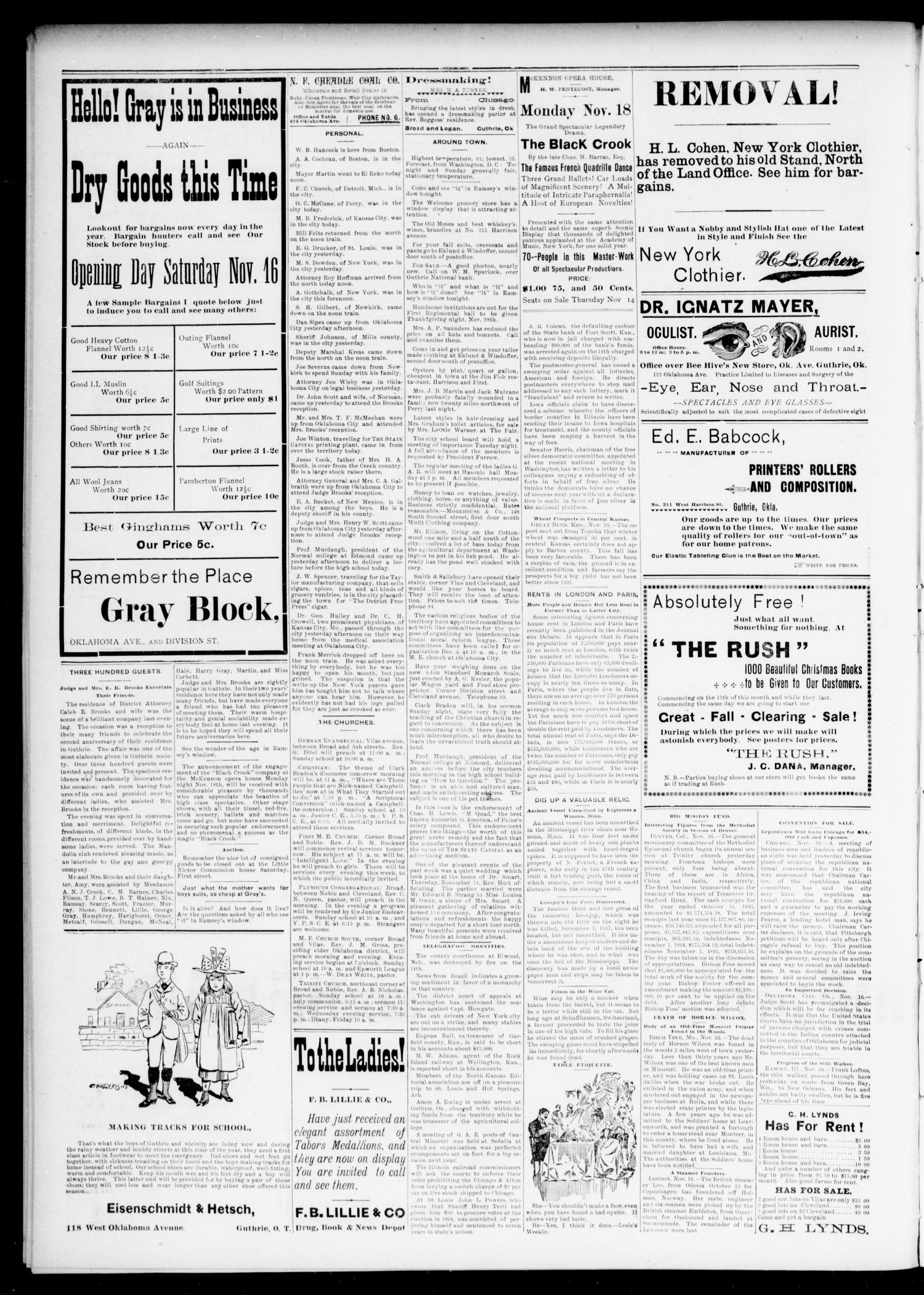 The Daily Oklahoma State Capital. (Guthrie, Okla.), Vol. 7, No. 177, Ed. 1 Saturday, November 16, 1895
                                                
                                                    [Sequence #]: 4 of 4
                                                