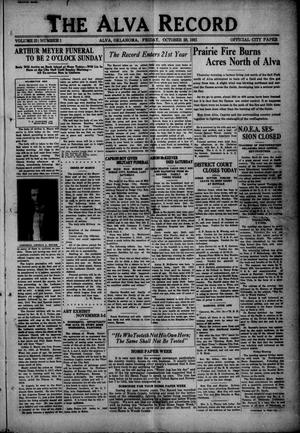 The Alva Record (Alva, Okla.), Vol. 21, No. 1, Ed. 1 Friday, October 28, 1921