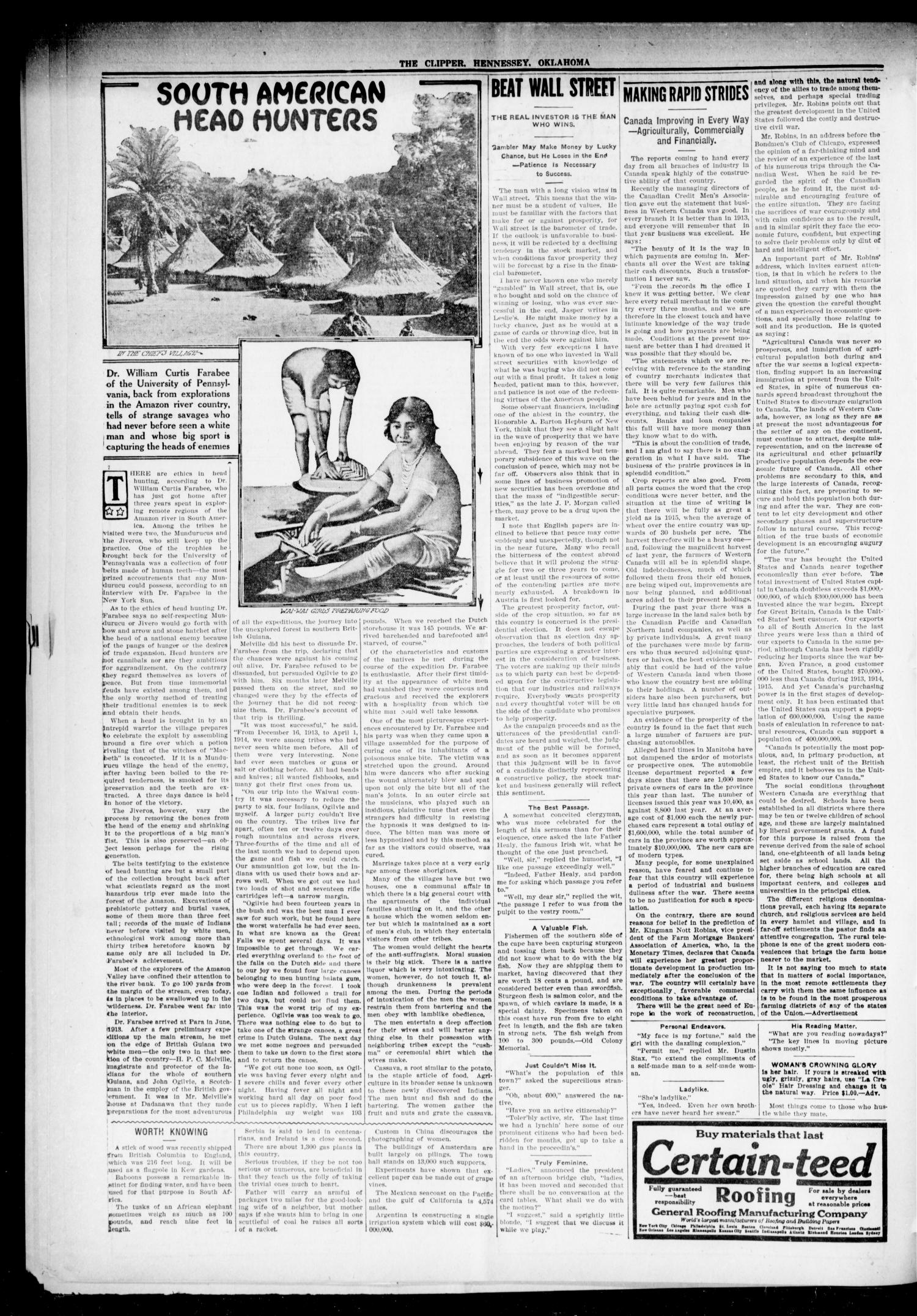 The Hennessey Clipper (Hennessey, Okla.), Vol. 27, No. 13, Ed. 1 Thursday, August 31, 1916
                                                
                                                    [Sequence #]: 2 of 10
                                                