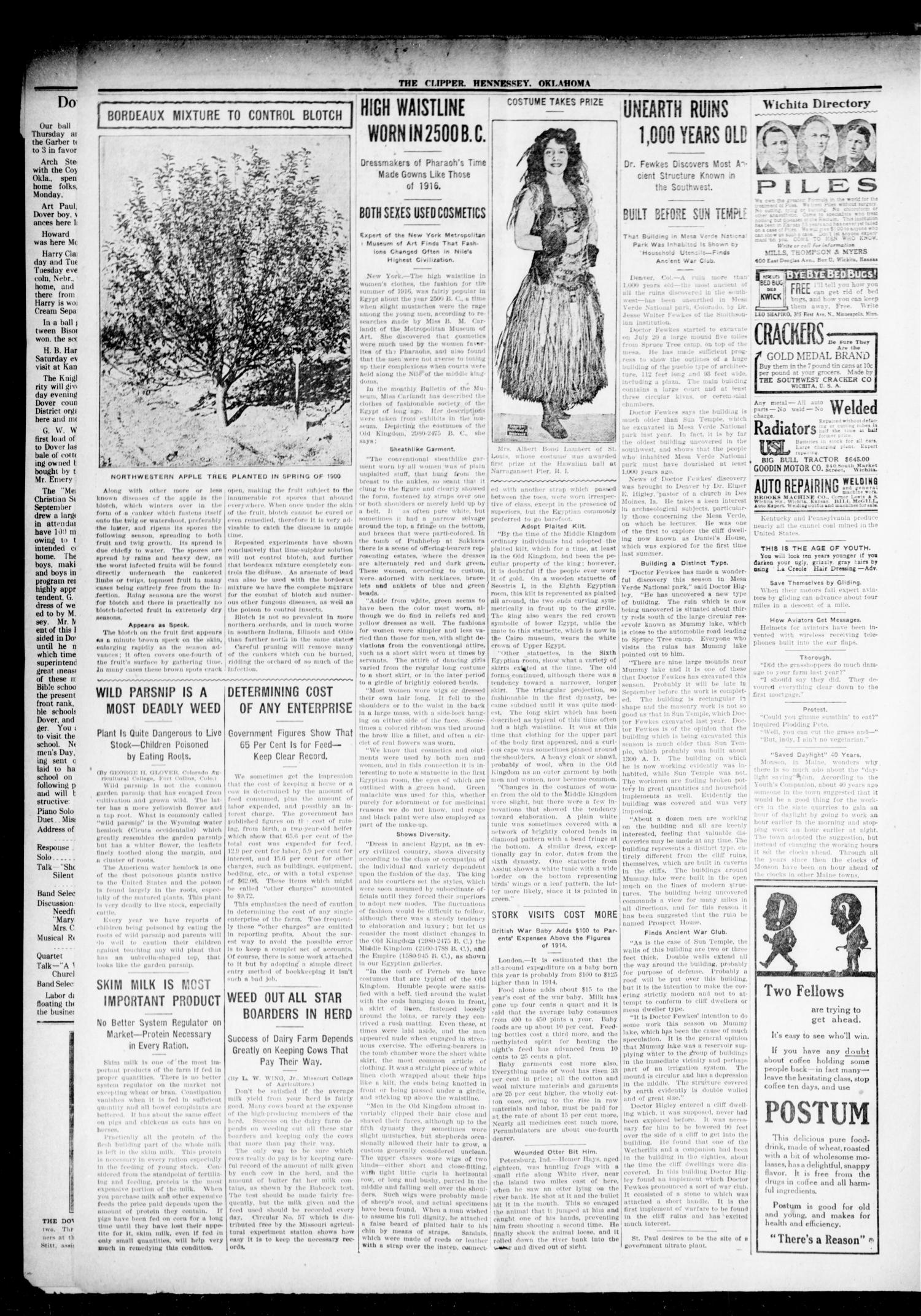 The Hennessey Clipper (Hennessey, Okla.), Vol. 27, No. 14, Ed. 1 Thursday, September 7, 1916
                                                
                                                    [Sequence #]: 10 of 12
                                                