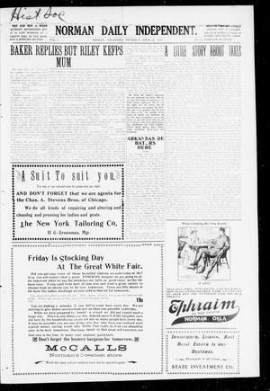 Norman Daily Independent. (Norman, Okla.), Vol. 1, No. 94, Ed. 1 Thursday, April 22, 1909