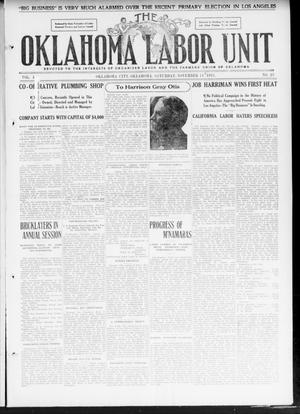 Primary view of object titled 'The Oklahoma Labor Unit (Oklahoma City, Okla.), Vol. 3, No. 23, Ed. 1 Saturday, November 11, 1911'.