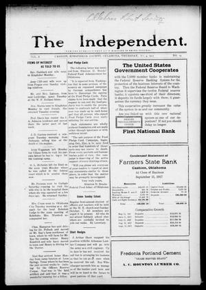 Primary view of object titled 'The Independent. (Cashion, Okla.), Vol. 10, No. 24, Ed. 1 Thursday, October 4, 1917'.