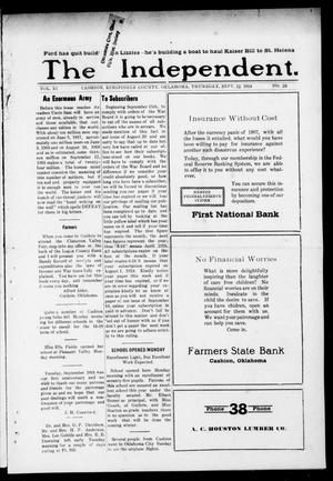 The Independent. (Cashion, Okla.), Vol. 11, No. 20, Ed. 1 Thursday, September 12, 1918