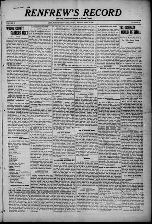 Renfrew's Record (Alva, Okla.), Vol. 19, No. 24, Ed. 1 Friday, April 9, 1920