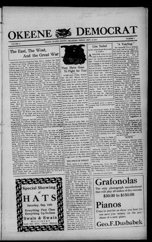 Primary view of object titled 'Okeene Democrat (Okeene, Okla.), Vol. 2, No. 1, Ed. 1 Friday, September 14, 1917'.