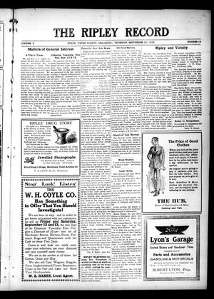 The Ripley Record (Ripley, Okla.), Vol. 2, No. 12, Ed. 1 Thursday, September 11, 1919