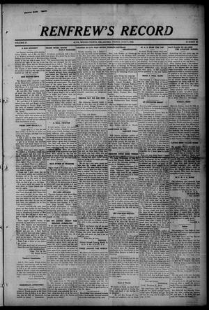 Renfrew's Record (Alva, Okla.), Vol. 17, No. 36, Ed. 1 Friday, July 5, 1918