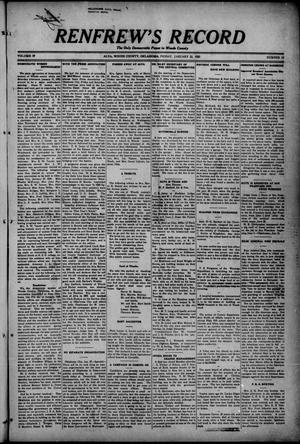 Primary view of object titled 'Renfrew's Record (Alva, Okla.), Vol. 19, No. 13, Ed. 1 Friday, January 23, 1920'.