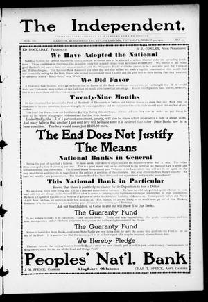 The Independent. (Cashion, Okla.), Vol. 3, No. 47, Ed. 1 Thursday, March 30, 1911