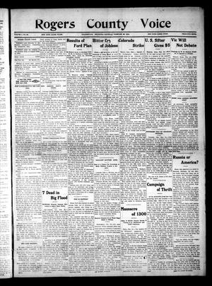 Primary view of object titled 'Rogers County Voice (Collinsville, Okla.), Vol. 1, No. 33, Ed. 1 Saturday, February 28, 1914'.