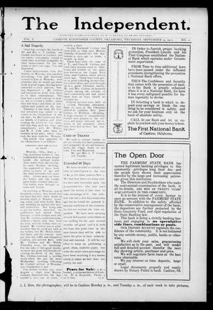 The Independent. (Cashion, Okla.), Vol. 5, No. 20, Ed. 1 Thursday, September 19, 1912