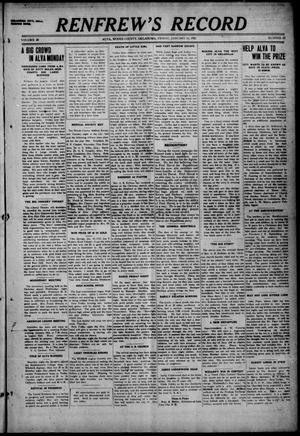 Renfrew's Record (Alva, Okla.), Vol. 20, No. 12, Ed. 1 Friday, January 14, 1921