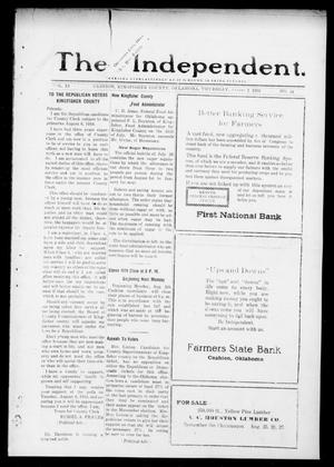 The Independent. (Cashion, Okla.), Vol. 11, No. 14, Ed. 1 Thursday, August 1, 1918