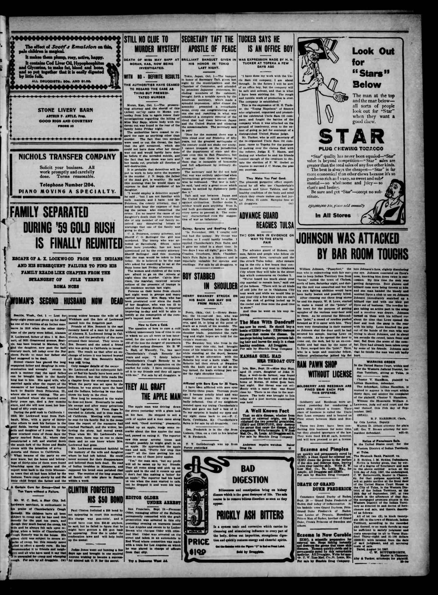The Tulsa Democrat. (Tulsa, Indian Terr.), Vol. 8, No. 40, Ed. 1 Friday, October 4, 1907
                                                
                                                    [Sequence #]: 3 of 8
                                                