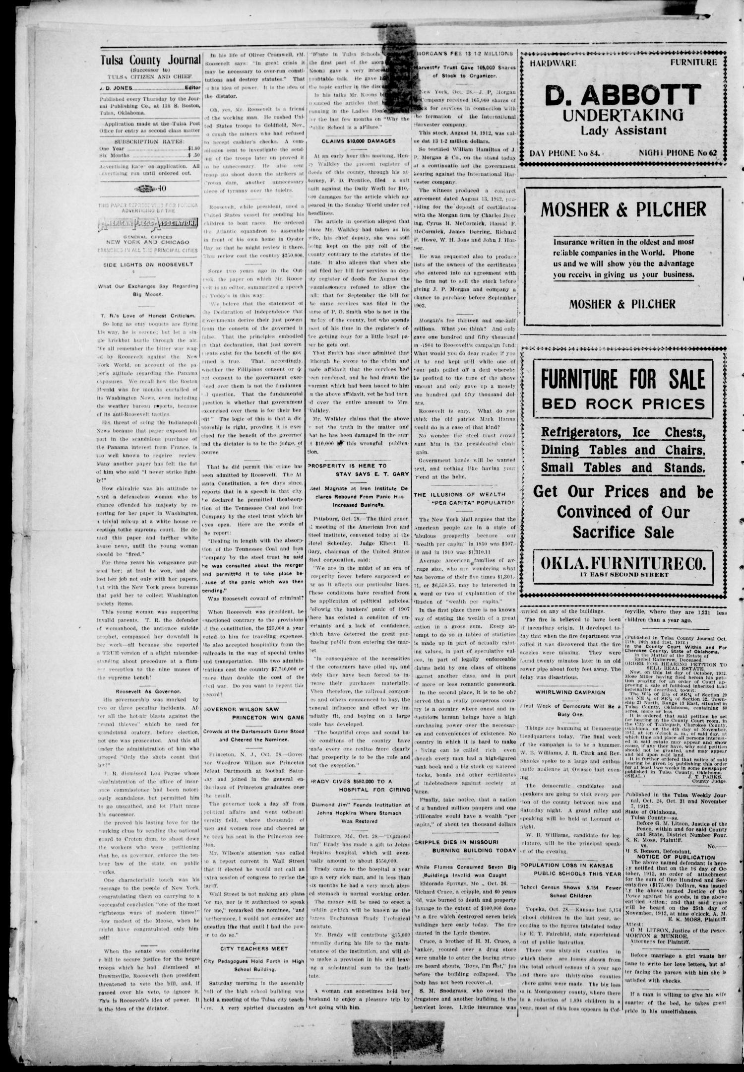 Tulsa County Journal (Tulsa, Okla.), Vol. 23, No. 33, Ed. 1 Thursday, October 31, 1912
                                                
                                                    [Sequence #]: 2 of 4
                                                