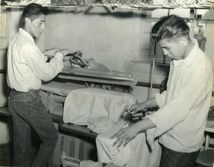 Operating A Press And Using The Steam Iron Are Tom Lee Robbins And Levi Tiss Of The Special Navajo Program
