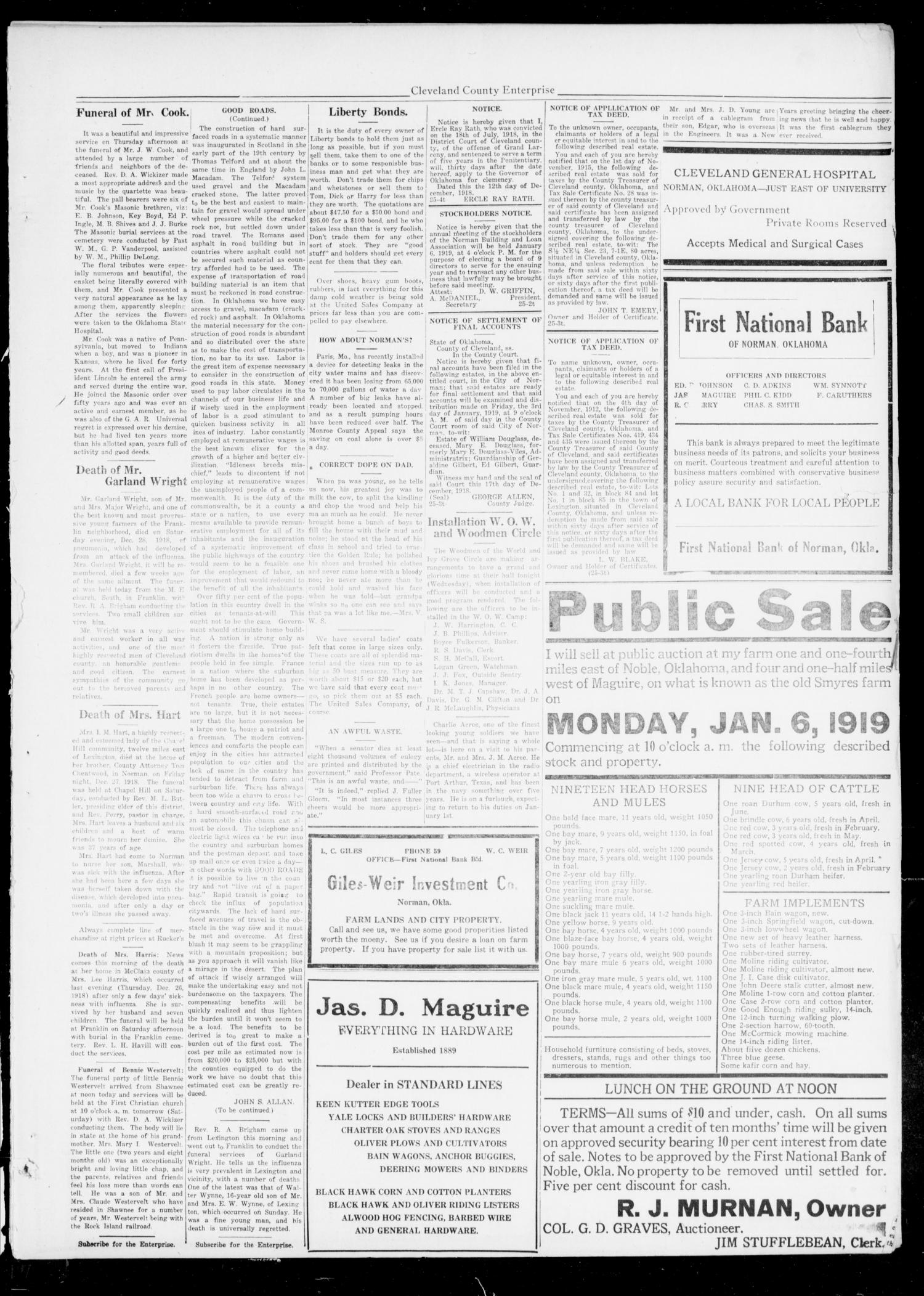 Cleveland County Enterprise (Norman, Okla.), Vol. 27, No. 27, Ed. 1 Wednesday, January 2, 1918
                                                
                                                    [Sequence #]: 3 of 4
                                                