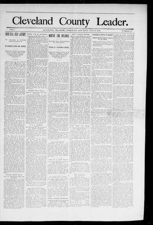 Primary view of object titled 'Cleveland County Leader. (Lexington, Okla.), Vol. 2, No. 29, Ed. 1 Saturday, July 21, 1894'.