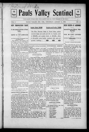 Pauls Valley Sentinel (Pauls Valley, Indian Terr.), Vol. 1, No. 21, Ed. 1 Thursday, August 11, 1904