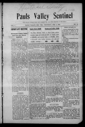 Pauls Valley Sentinel (Pauls Valley, Indian Terr.), Vol. 1, No. 46, Ed. 1 Thursday, February 2, 1905